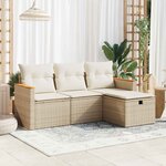 vidaXL Salon de jardin avec coussins 4 Pièces beige résine tressée