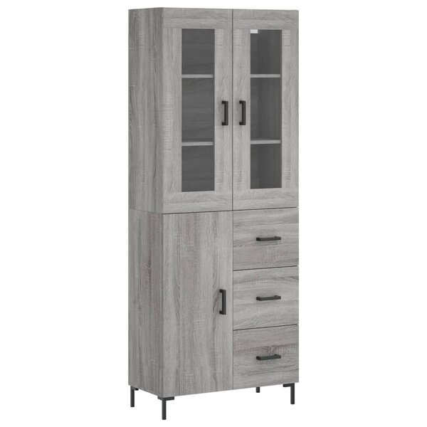 vidaXL Buffet haut Sonoma gris 69 5x34x180 cm Bois d'ingénierie