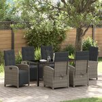 vidaXL Ensemble de salle à manger de jardin 7 pièces avec coussins gris en poly rotin