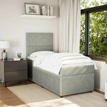 vidaXL Sommier à lattes de lit et matelas Gris clair 90x190 cm Velours