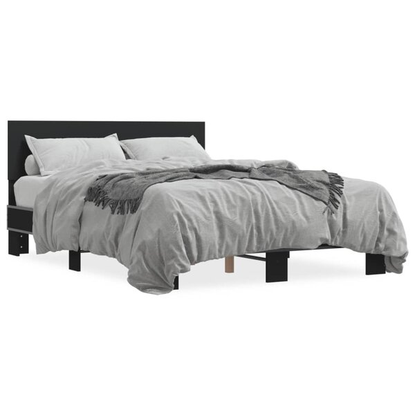 vidaXL Cadre de lit sans matelas noir 135x190 cm