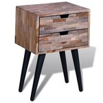 vidaXL Table de chevet avec 2 tiroirs Bois de teck recyclé