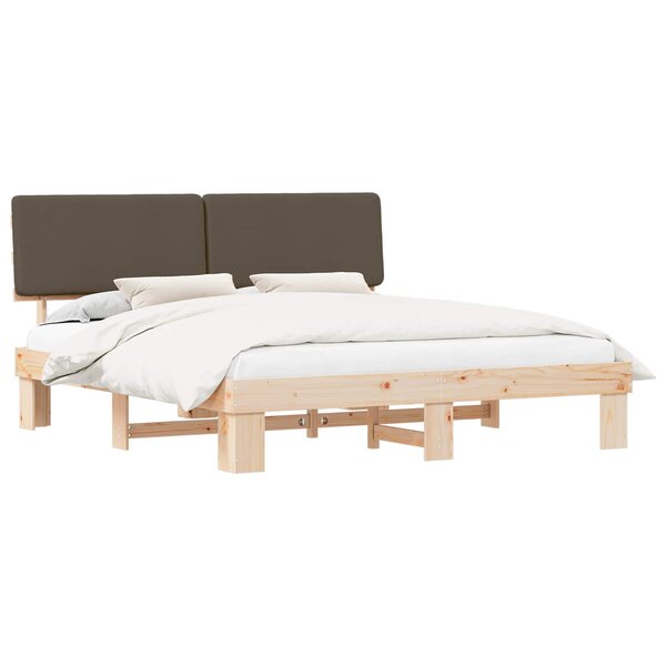 vidaXL Cadre de lit avec tête de lit rembourrée Taupe 180 x 200 cm