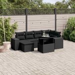 vidaXL Salon de jardin 7 Pièces avec coussins noir résine tressée