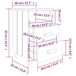 vidaXL Tables de chevet HAMAR 2 Pièces Blanc 40x35x62 cm Bois massif