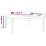 vidaXL Table basse Blanc 100x100x40 cm Bois massif de pin