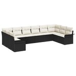 vidaXL Ensemble de canapé de jardin avec coussin 10 Pièces Noir polyrotin