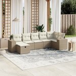 vidaXL Salon de jardin avec coussins 7 Pièces beige résine tressée