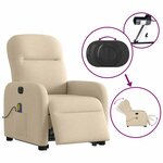 vidaXL Fauteuil inclinable de massage électrique Crème Tissu