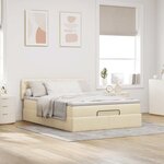 vidaXL Lit ottoman avec matelas crème 140x200 cm tissu