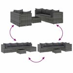 vidaXL Salon de jardin 6 Pièces avec coussins Gris Résine tressée