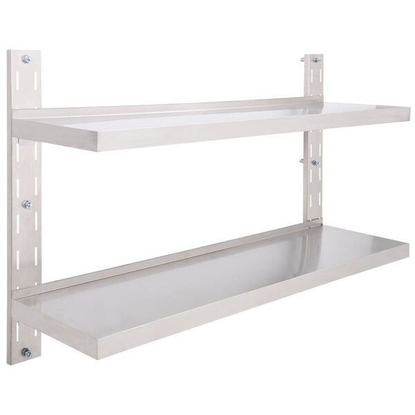 vidaXL Étagère murale à 2 niveaux Acier inoxydable 120x30 cm
