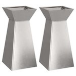 vidaXL Jardinières pilier 2 Pièces avec bol 35x35x73 cm en acier inoxydable.