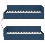 vidaXL Cadre de lit d'angle avec tête de lit Bleu 90 cm x 200 cm tissu