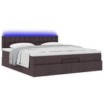 vidaXL Lit ottoman avec matelas et LED Marron foncé 180x200 cm tissu