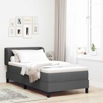 vidaXL Lit box spring avec matelas gris foncé 80x200 cm en tissu