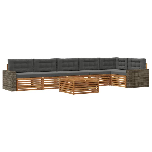 vidaXL Ensemble de canapés d'extérieur 7 pc Naturel et Anthracite