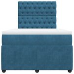 vidaXL Sommier à lattes de lit et matelas Bleu foncé 120x200cm Velours