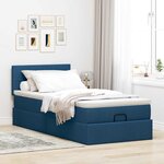vidaXL Lit ottoman avec matelas et LED Bleu 100x200 cm Tissu