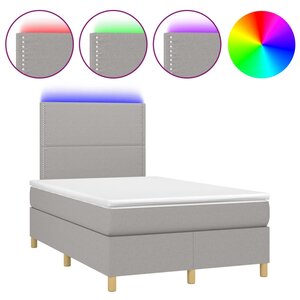 vidaXL Sommier à lattes de lit et matelas et LED Gris clair 120x200 cm