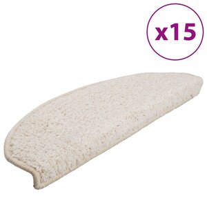 vidaXL Tapis d'escalier 15 pièces 65 x 21 x 4 cm Blanc Demi-rond Grand