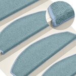 vidaXL Tapis d'escalier 15 pièces 65 x 24 x 4 cm Bleu mer Demi-rond Grand