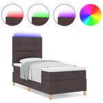 vidaXL Lit Box Spring avec Matelas & LED Marron Foncé 90x200 cm Tissu