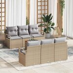vidaXL Ensemble de canapé de jardin 7 Pièces beige et gris clair