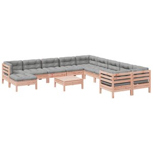 vidaXL Salon de jardin avec coussins 12 Pièces bois massif sapin douglas