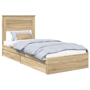 vidaXL Lit de Rangement Chêne Sonoma 90 x 200 cm Bois d'ingénierie