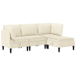 vidaXL Ensemble de meubles pour le salon 4 Pièces Crème Tissu
