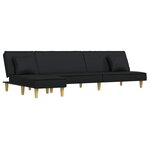 vidaXL Canapé-lit en forme de L noir 255x140x70 cm tissu