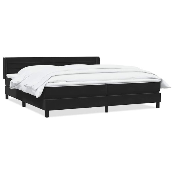 vidaXL Sommier à lattes de lit avec matelas noir 180x210 cm velours
