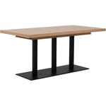 Table à manger extensible QUADRATO - 8 à 12 personnes - Mélaminé chêne et noir - 160-240 x 75 x 80 cm