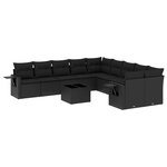 vidaXL Salon de jardin 11 Pièces avec coussins noir résine tressée