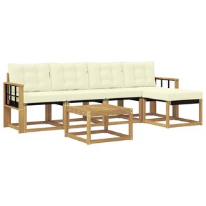 vidaXL Ensemble de canapés d'extérieur 6 pc Blanc et crème