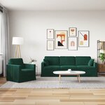 vidaXL Ensemble de Canapés 2 Pièces Vert foncé 228 x 78 x 80 cm Velours