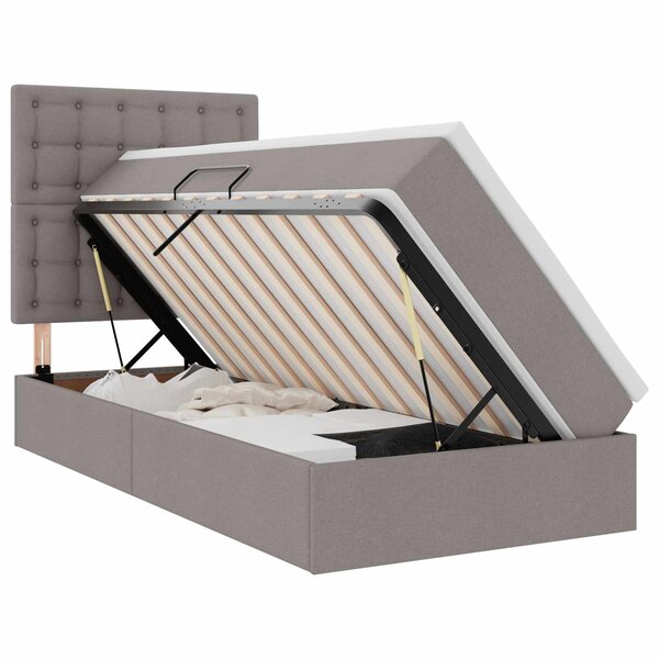 vidaXL Lit de rangement LED avec matelas Taupe 90 x 200 cm Tissu