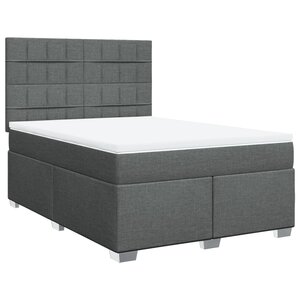 vidaXL Sommier à lattes de lit avec matelas Gris foncé 140x200cm Tissu