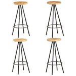 vidaXL Tabourets de bar lot de 4 bois de manguier brut