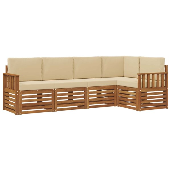 vidaXL Ensemble de canapé d'angle avec coussin 5 Pièces Naturel et Beige
