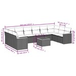 vidaXL Salon de jardin 11 Pièces avec coussins noir résine tressée