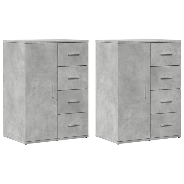 vidaXL Buffets 2 Pièces gris béton 59x39x80 cm bois d'ingénierie