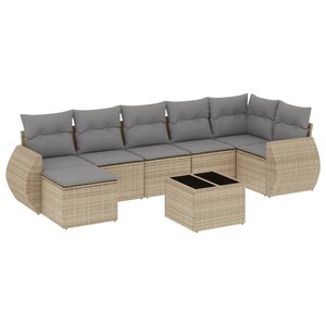 vidaXL Salon de jardin avec coussins 8 Pièces beige résine tressée