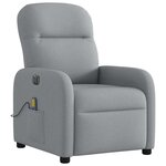 vidaXL Fauteuil de massage inclinable électrique gris clair tissu