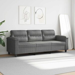 vidaXL Canapé à 3 places Gris foncé 180 cm Tissu microfibre