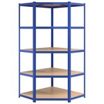 vidaXL Étagères à 5 niveaux 3 Pièces Bleu Acier et bois d'ingénierie