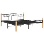 vidaXL Cadre de lit noir métal bois de chêne massif 200x200 cm
