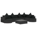 Salon de jardin meuble d'extérieur ensemble de mobilier 8 pièces avec coussins résine tressée noir 02_0017762