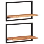 vidaXL Étagères murales 2 Pièces 60x25x35 cm Bois d'acacia et acier